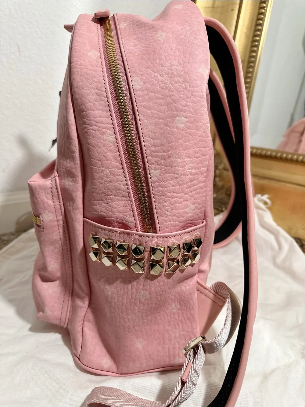 New With Tags/Dust Bag MCM Rare Stark VI Visetos Large Backpack in Blossom Pink